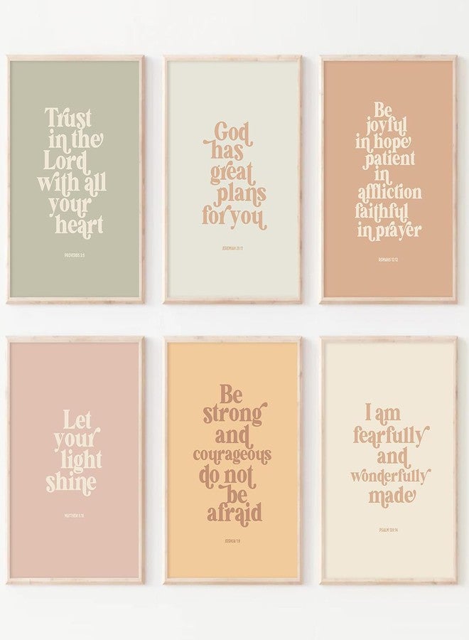 Youillne Bible Verse Wall Art Decor Kids Christian Canvas Pictures Inspirational Quotes Wall Art Jesus Religious Posters Educational Kids Artwork Christian Boho Prints for Bedroom 8x10 Inch Unframed Set of 6 - Image 1