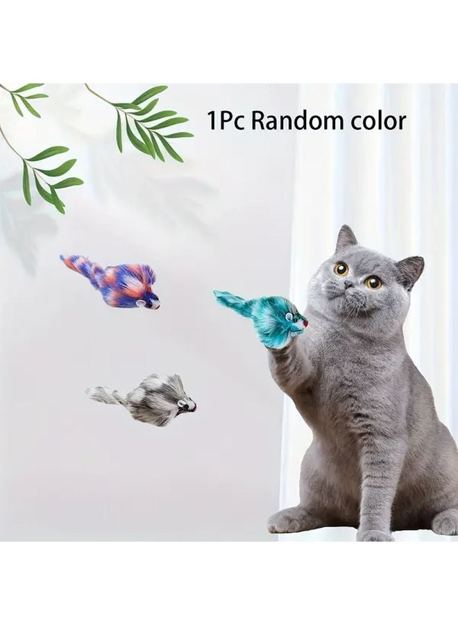 فأرة محشوة تفاعلية لعبة قطط 1 قطعة متنوعة تصميم ناعم وآمن للعب داخل المنزل - Image 4