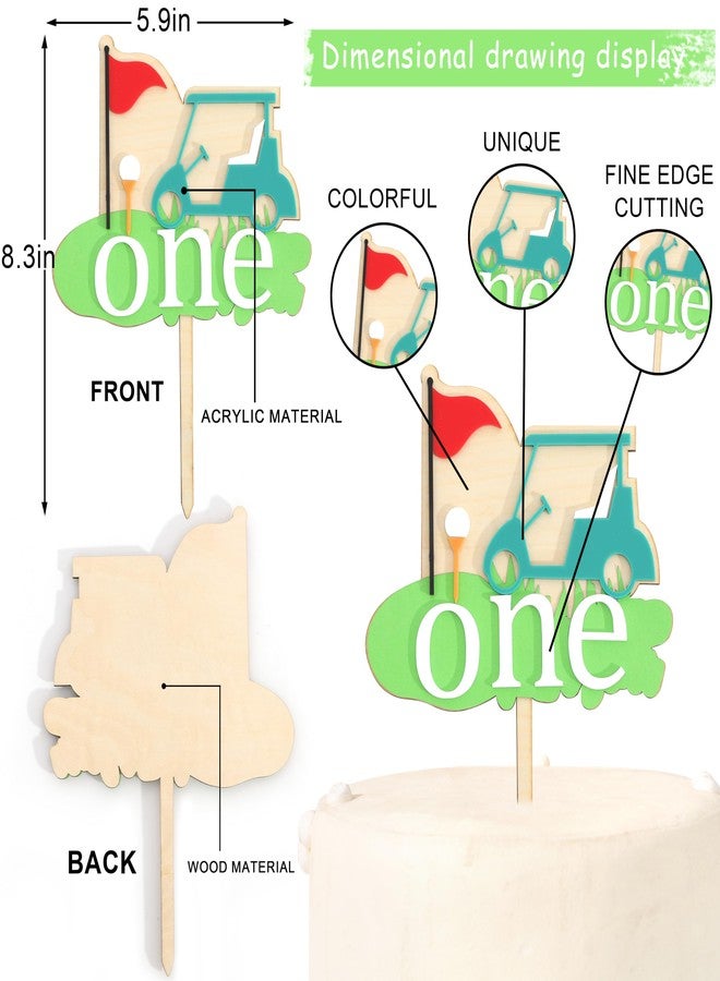 ZZDCMS Golf 1st Birthday Cake Topper Wood- Golf Boy Girls 1st Birthday Cake Toppers,Hole in One Party Decoration, His First Year Monthly Milestone Photos Sign,Sports Smash Cake Backdrop Banner - Image 5