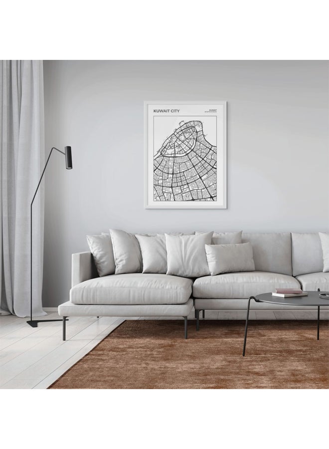 آرت دیکور  ديكور فني مؤطر صورة فنية جميلة طباعة لخريطة مدينة الكويت الحد الأدنى أسود أبيض ملصق حضري حديث هدية السفر غرفة المعيشة مكتب غرفة النوم. - Image 3