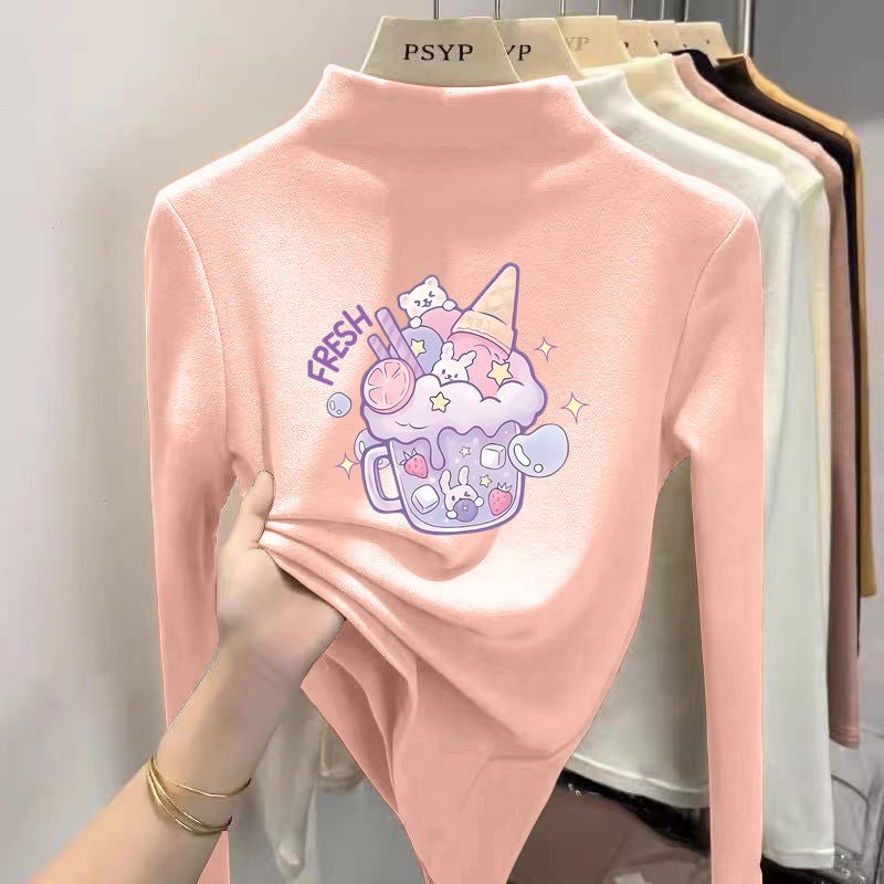 Y2304# Girls Velvet Long Sleeve Joker T-Shirt New Children Joker Coat Baby Base Shirt Tide T - Image 2