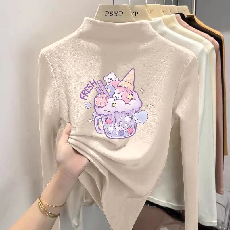 Y2304# Girls Velvet Long Sleeve Joker T-Shirt New Children Joker Coat Baby Base Shirt Tide T - Image 3