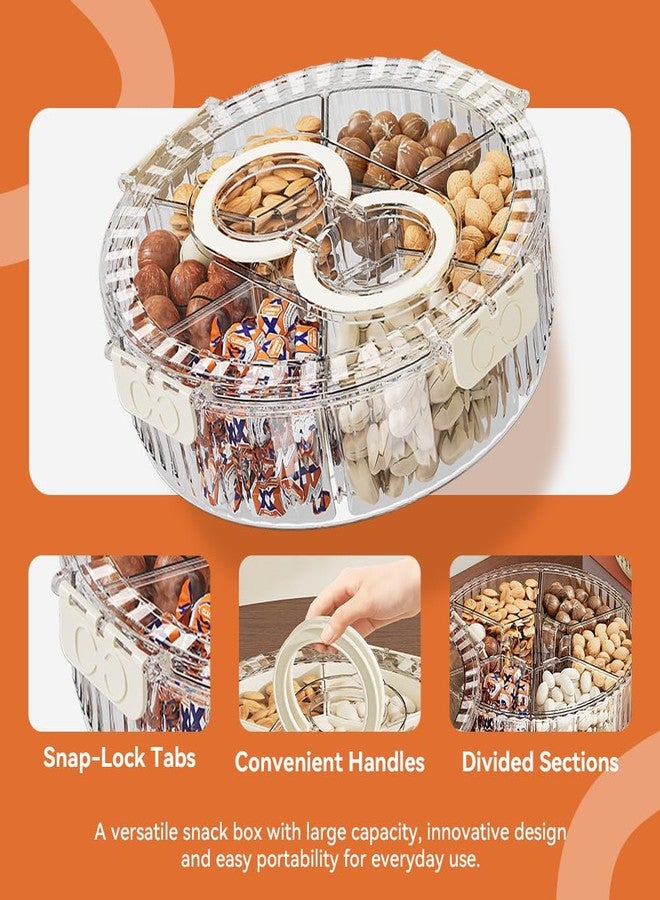 Koja Rotating Snackle Box Container with Lid - Portable Divided Serving Tray for Snacks, Nuts, Candy, Charcuterie, Veggies & Fruit - 360° Turntable Food Organizer for Parties, Movie Night & Travel - Image 4
