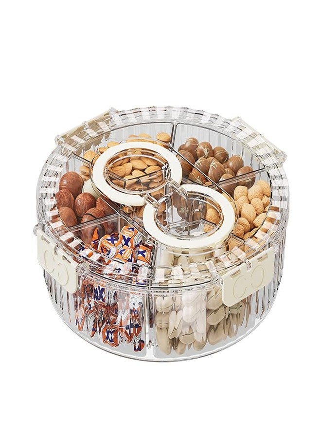 Koja Rotating Snackle Box Container with Lid - Portable Divided Serving Tray for Snacks, Nuts, Candy, Charcuterie, Veggies & Fruit - 360° Turntable Food Organizer for Parties, Movie Night & Travel - Image 1