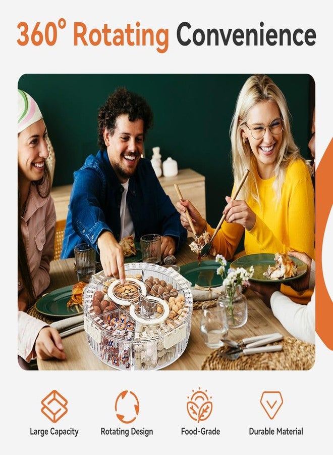 Koja Rotating Snackle Box Container with Lid - Portable Divided Serving Tray for Snacks, Nuts, Candy, Charcuterie, Veggies & Fruit - 360° Turntable Food Organizer for Parties, Movie Night & Travel - Image 3