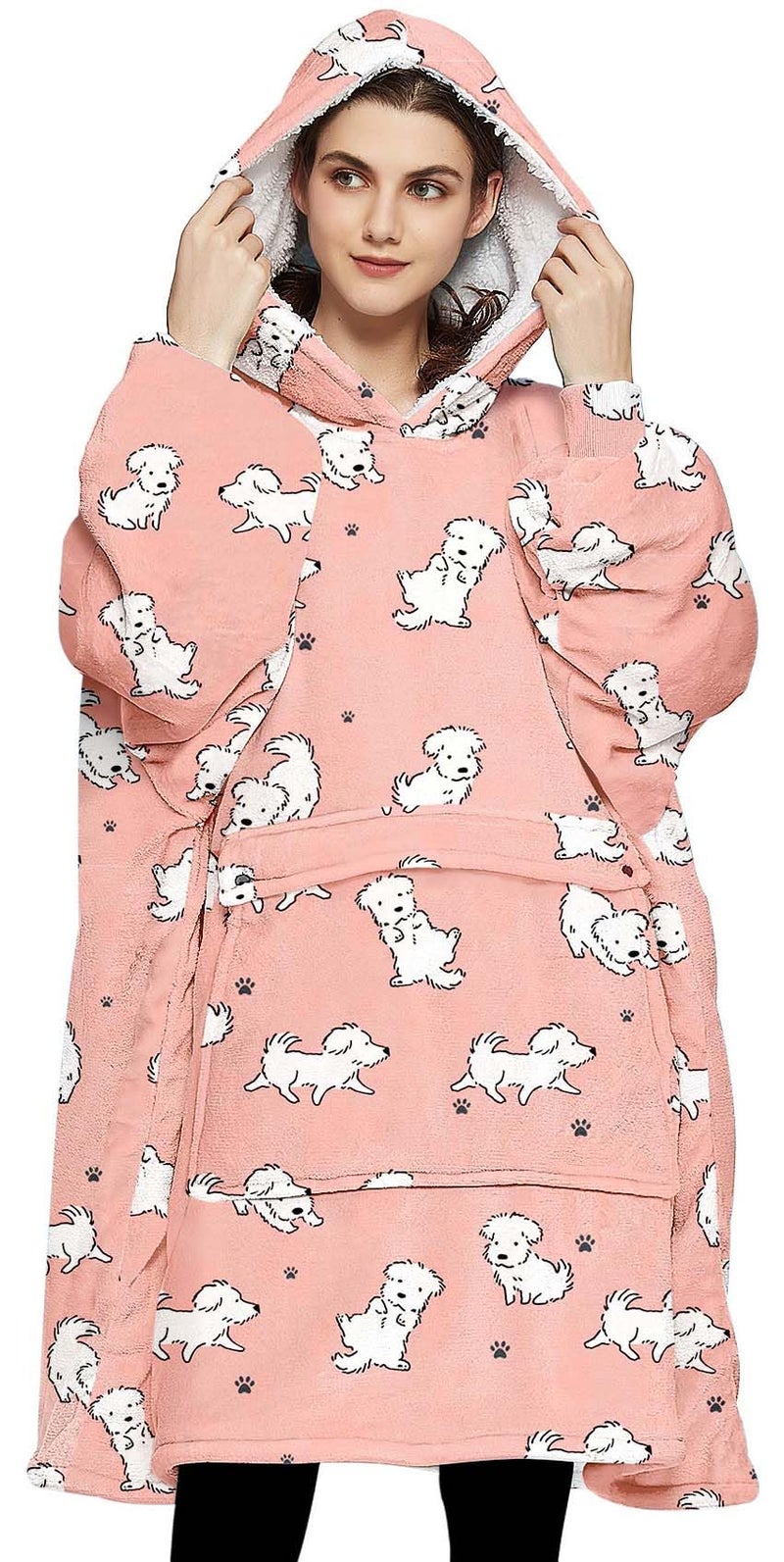 KFUBUO Wearable Blanket Hoodie for Kids Sherpa Dog Patterns Oversized Sweatshirt Blanket with Pocket 610 Year Old Girl Boy Birthday Gifts
