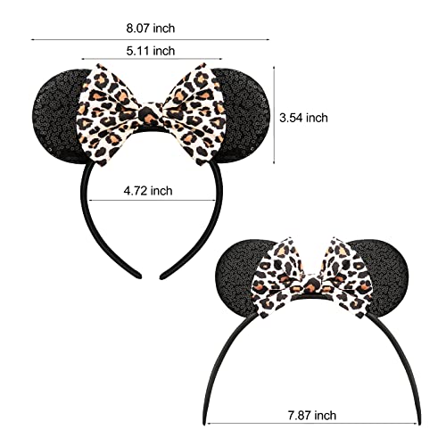 FANYITY Mouse Costume Ears2 Pcs Mouse Ears Headbands for Girls Women PartySize Free Leopard 2 - Image 5