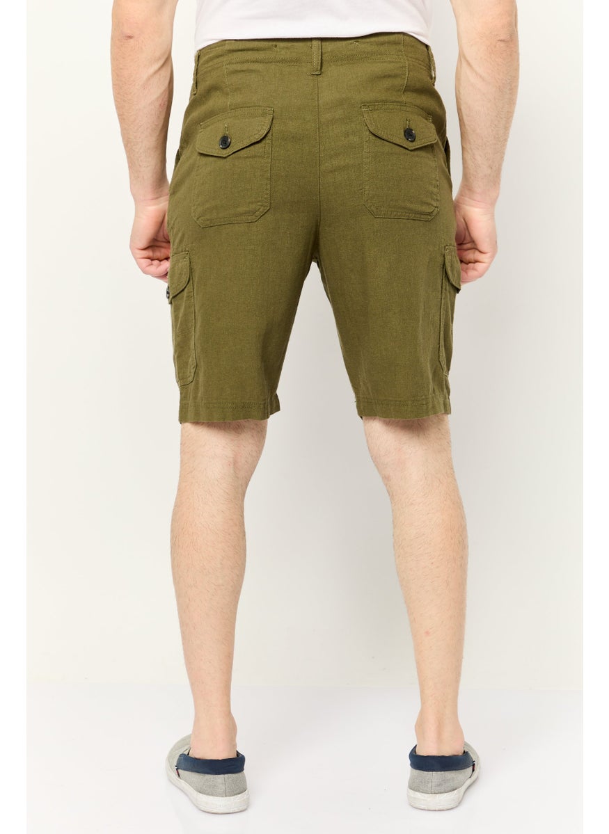 Threadbare Men Plain Cargo Shorts, Khaki  - Image 4