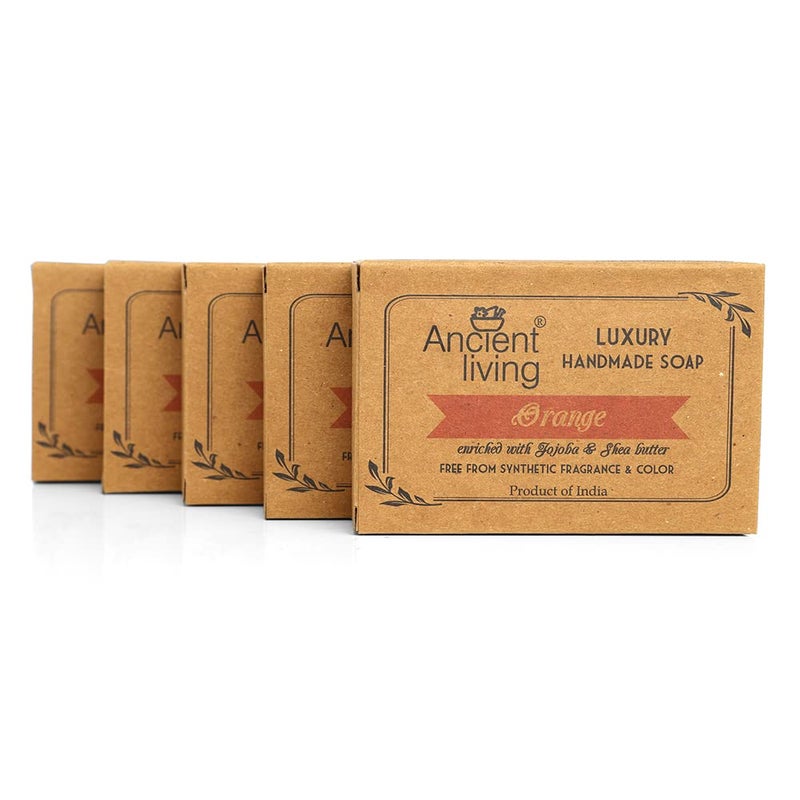 Ancient Living Orange Luxury Handmade Soap Set of 5 soaps  100 gm each - Image 1