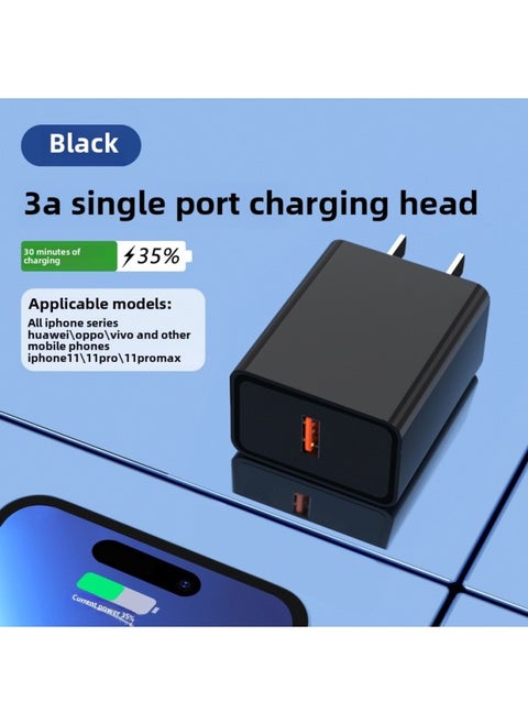 3C Certified 10W Fast Charging Three-Port Charger Applicable To Android Apple Mobile Phone Charging Head Multi-interface USB Medium-Color:15W Single Port Charger  Bare Metal