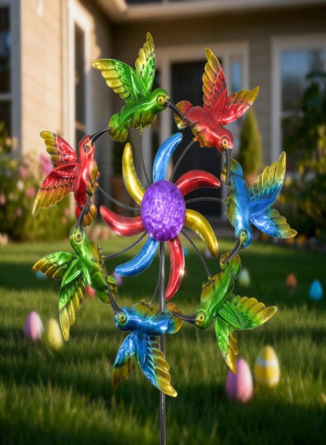 Eandisom Wind Spinners Outdoor Hummingbird for Mom, Birthday Gifts for Women, 39" Metal Stake Wind Sculpture Yard Art for Garden Decor for Outside, Patio,Lawn - Image 2