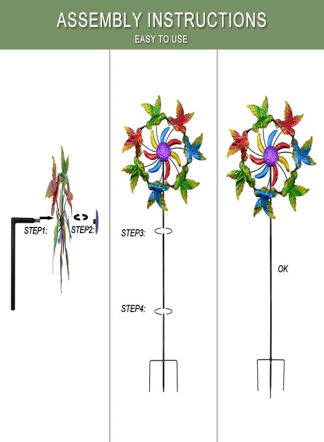 Eandisom Wind Spinners Outdoor Hummingbird for Mom, Birthday Gifts for Women, 39" Metal Stake Wind Sculpture Yard Art for Garden Decor for Outside, Patio,Lawn - Image 4