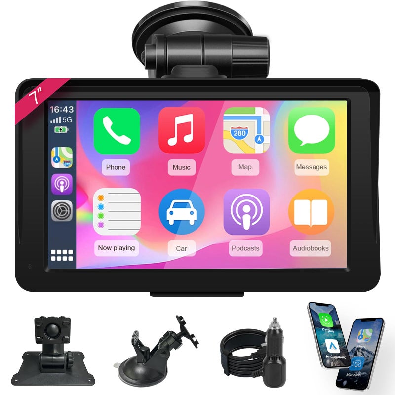 25HOURS Wireless Carplay Screen for Car 7 HD IPS Touch Screen Stereo for Apple Carplay Android AutoBluetoothVoice ControlGPS NavigationMirror Link PlugandPlay Apple Car Paly for All Vehicle - Image 2