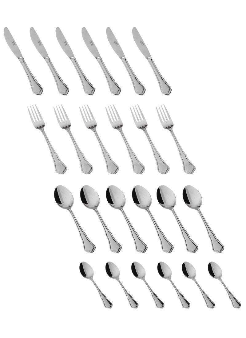 Hic 24 piece stainless steel cutlery set full silver  - Image 2
