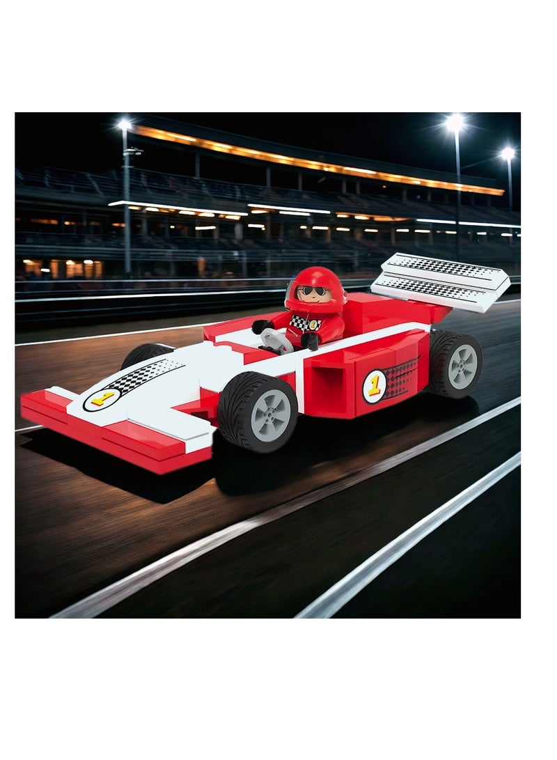لعبية مجموعة بناء سيارة سباق بلايتيف، لعبة مكونة من 86 قطعة مع جناح خلفي قابل للتعديل وشخصية سائق صغيرة، متوافقة، تشجع التعلم من خلال العلوم والتكنولوجيا والهندسة والرياضيات والإبداع واللعب الخيالي، متينة وآمنة للأطفال من سن 5 سنوات فما فوق، معتمدة من TÜV. - Image 4