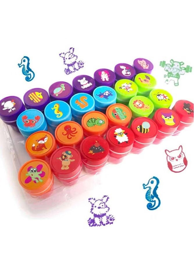 GMORO 26-Piece Self-Ink Animals Stamps for Kids, Washable Stamper Toys for Children Crafts, Party Favor, School Prizes, Birthday Gift and Learn Props  - Image 1