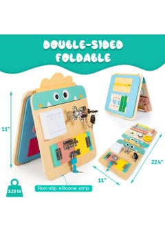 SYOSI SYOSI Wooden Busy Board for Kids, Montessori Busy Board Toys for 2 3 4 Years Old, Educational Toddler Activities to Develop Fine Motor Skills Sensory Toys for Plane and Car Journey, Boy & Girl Gift  - Image 3