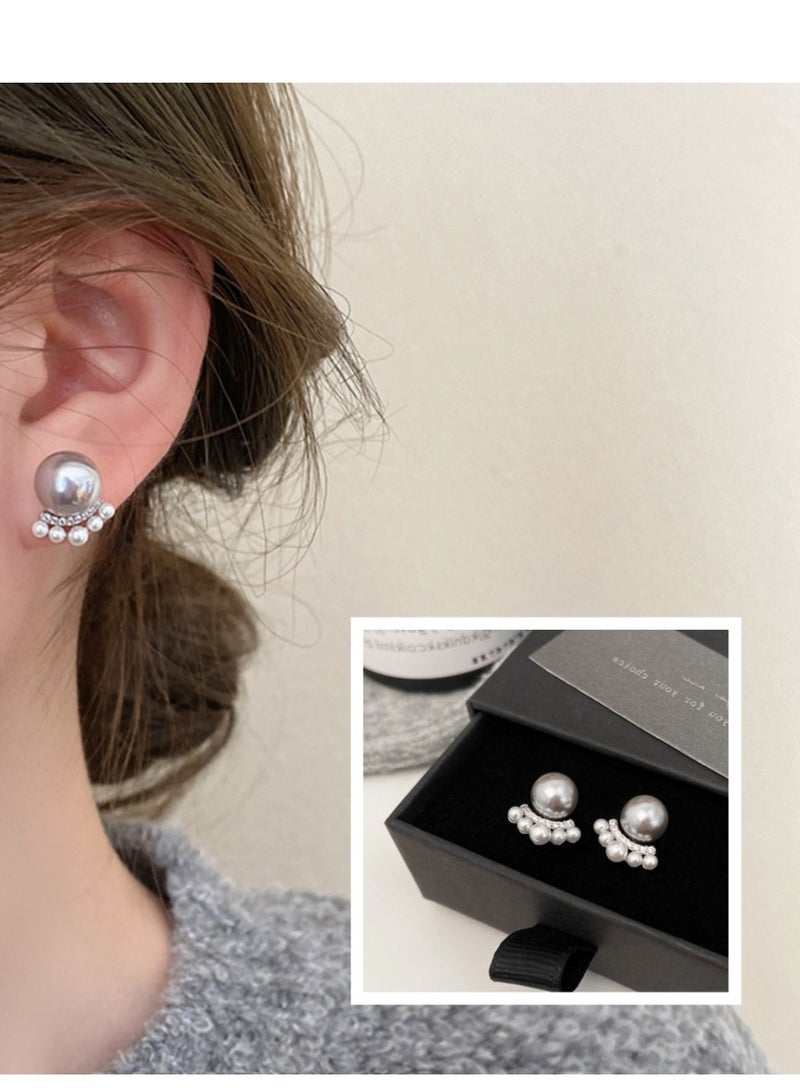 Lavida French style cat claw pearl silver earrings, minimalist and elegant women's earrings. Suitable for gifts, daily wear, commuting, and dating. - Image 1