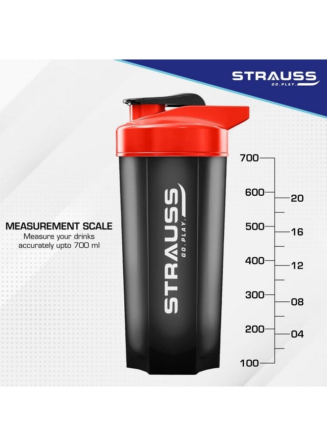 Strauss Recharge Shaker Bottle | BPA-Free Protein Shaker with Blender Ball | Leak-Proof Gym Bottle for Protein Shakes | Gym Bottle for Men and Women | Ideal for Gym, Yoga & Running, (Black/Red) - Image 4