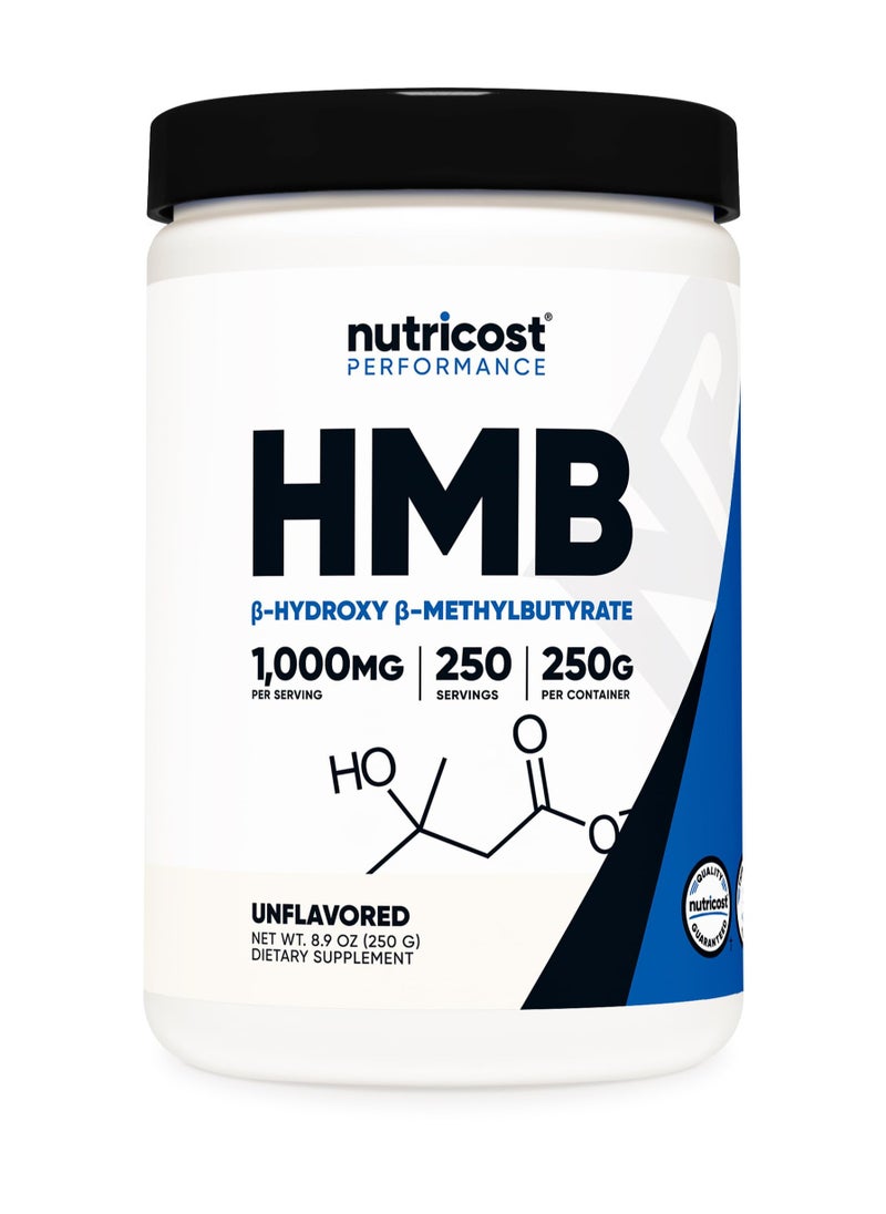 Nutricost - HMB (Beta-Hydroxy Beta-Methylbutyrate),1000 Mg Calciam HMS Per Serving 250 SERVINGS | 250G Per Container Unflavored Net Wt 8.9 Oz (250 G) - Image 1