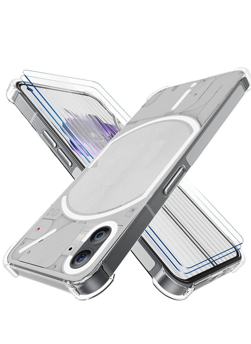 Raxoom Nothing Phone 1 Case with 2 Pack Tempered Glass Screen Protector, Crystal Clear TPU Silicone Case with Airbag Corners, Drop Protection Cover For Nothing Phone 1 - Image 1