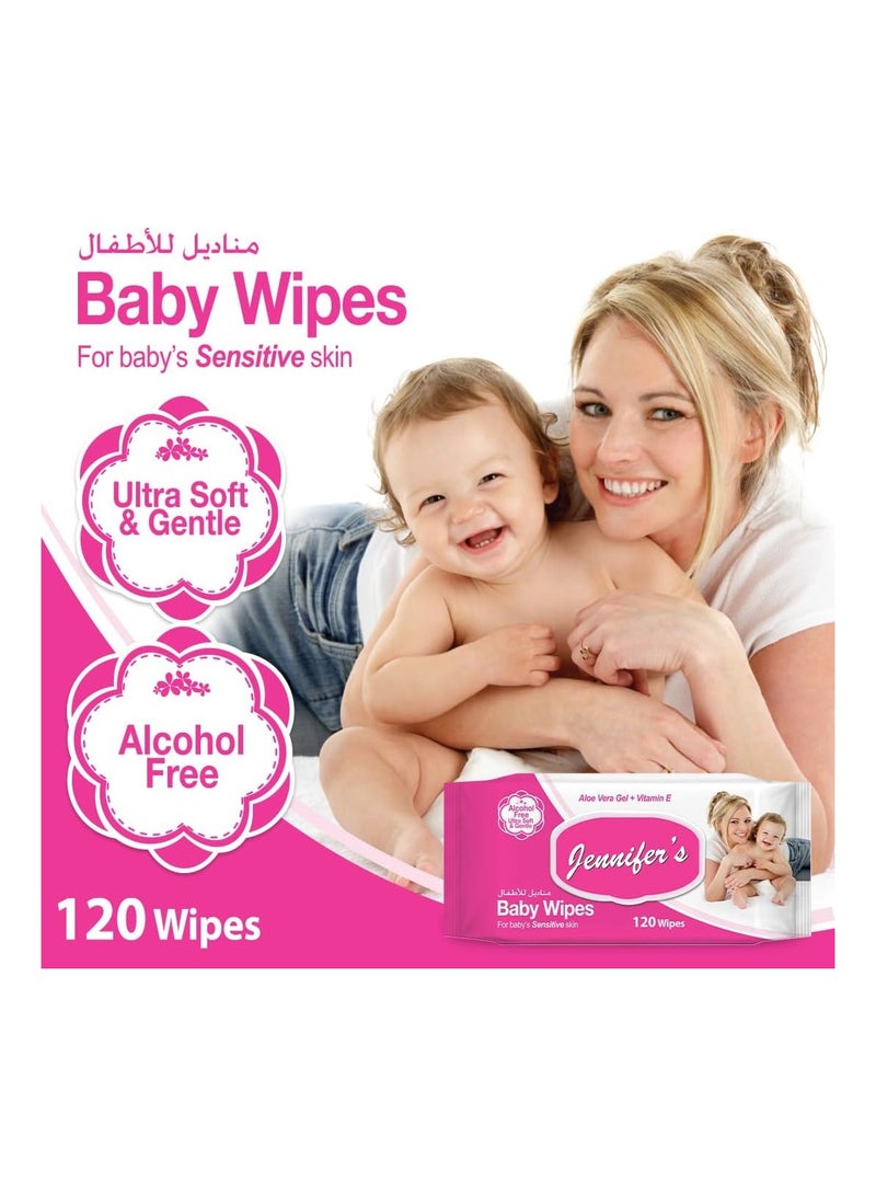 Jennifer's Jennifer'S  Baby Wipes 120 Pack of one - Image 2