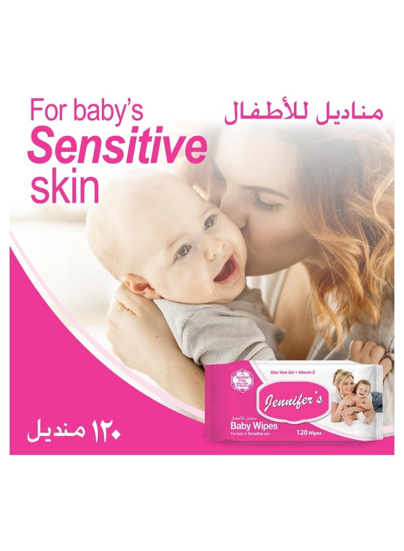 Jennifer's Jennifer'S  Baby Wipes 120 Pack of one - Image 4