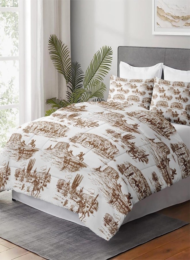 WeCozy Twin Size Comforter Set with Pillowcase, American Desert Cowboy Soft 2 Pcs Bedding for Kids and Adults, Western Country Vintage Comforter Set for Room Bedroom Bed Decor - Image 2