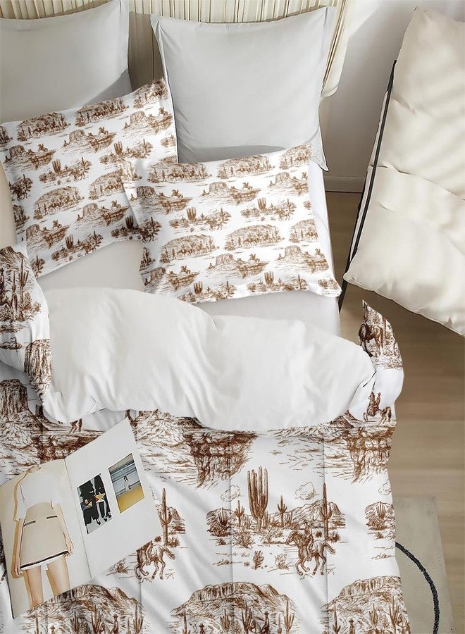 WeCozy Twin Size Comforter Set with Pillowcase, American Desert Cowboy Soft 2 Pcs Bedding for Kids and Adults, Western Country Vintage Comforter Set for Room Bedroom Bed Decor - Image 3