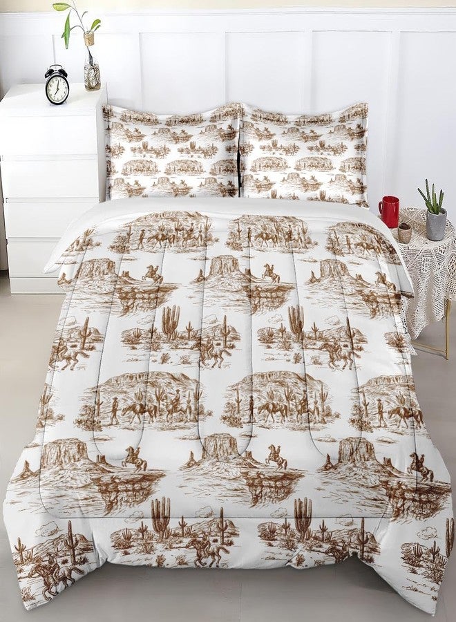 WeCozy Twin Size Comforter Set with Pillowcase, American Desert Cowboy Soft 2 Pcs Bedding for Kids and Adults, Western Country Vintage Comforter Set for Room Bedroom Bed Decor - Image 4