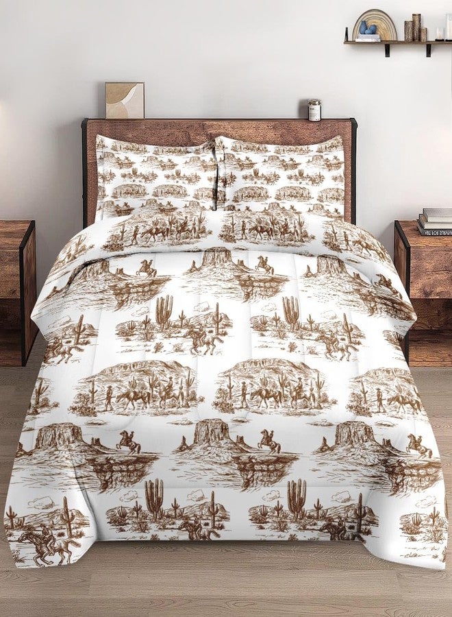 WeCozy Twin Size Comforter Set with Pillowcase, American Desert Cowboy Soft 2 Pcs Bedding for Kids and Adults, Western Country Vintage Comforter Set for Room Bedroom Bed Decor - Image 1