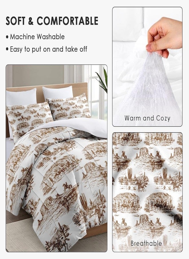 WeCozy Twin Size Comforter Set with Pillowcase, American Desert Cowboy Soft 2 Pcs Bedding for Kids and Adults, Western Country Vintage Comforter Set for Room Bedroom Bed Decor - Image 5