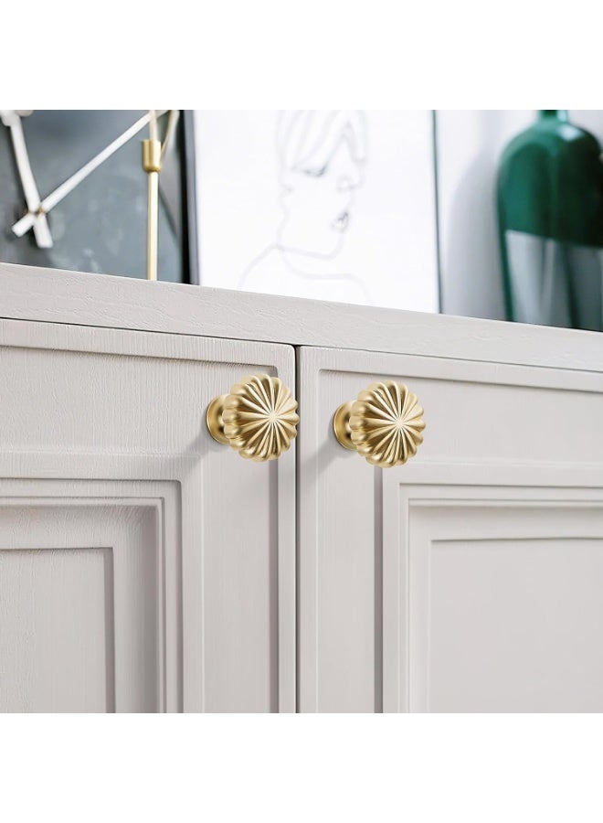 6 Pack Gold Cabinet Knobs for Kitchen Cabinets and Dresser Drawers, Zinc Alloy Brushed Brass Hardware Handles Pulls, Vintage Cupboard Drawer Knob - Image 3