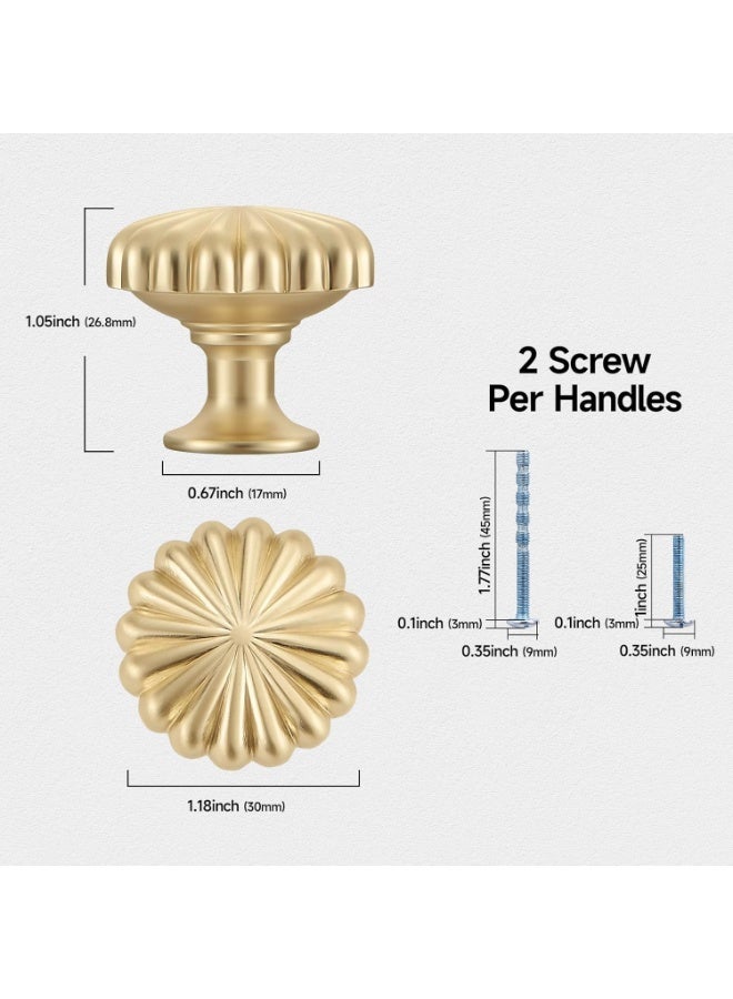 6 Pack Gold Cabinet Knobs for Kitchen Cabinets and Dresser Drawers, Zinc Alloy Brushed Brass Hardware Handles Pulls, Vintage Cupboard Drawer Knob - Image 2