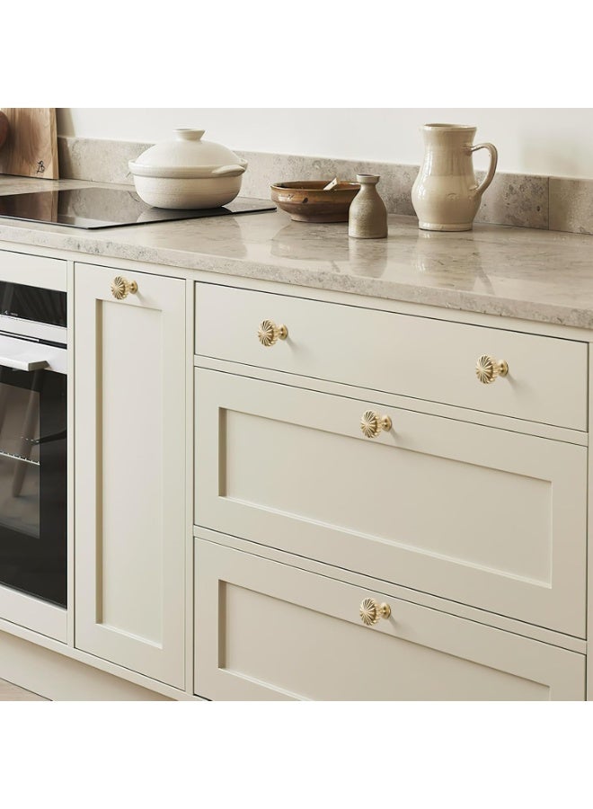 6 Pack Gold Cabinet Knobs for Kitchen Cabinets and Dresser Drawers, Zinc Alloy Brushed Brass Hardware Handles Pulls, Vintage Cupboard Drawer Knob - Image 4