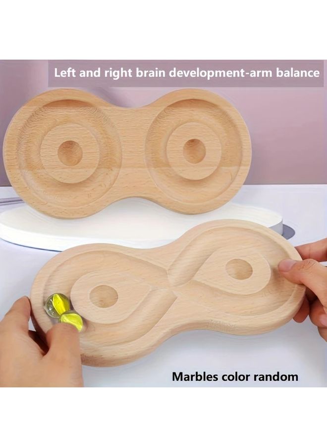 Independent Circle Wooden Brain Development Balance Board Game with Marbles Educational Skill Toy for Kids - Image 1