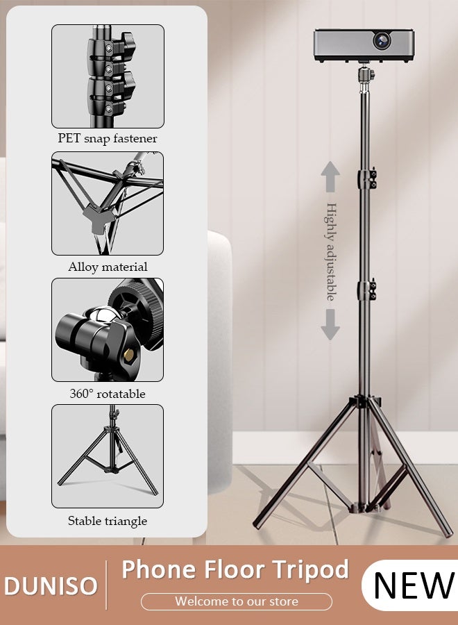 DUNISO Adjustable Projector Stand Tripod,Universal High Quality Alloy Laptop Stand, 360 Degree Fluid Head Compact Heavy-Duty Camera Video Tripod,Multifunctional Projector Tripod for Office,Home,Theater,Outdoor Movies - Image 1