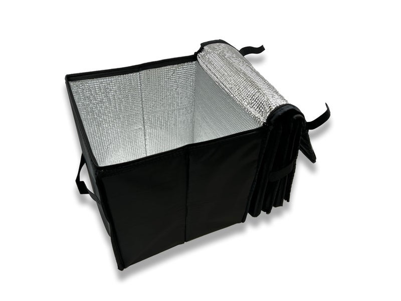 ابسج منظم صندوق سيارة قابل للطي، حاوية تخزين شاحنة سيارات 4 في 1، سلة تخزين قابلة للطي متعددة الأربع حجرات ومجموعة تبريد/دافئ، أسود - Image 2