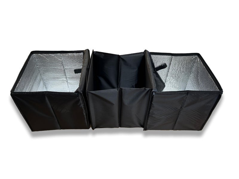 ابسج منظم صندوق سيارة قابل للطي، حاوية تخزين شاحنة سيارات 4 في 1، سلة تخزين قابلة للطي متعددة الأربع حجرات ومجموعة تبريد/دافئ، أسود - Image 4