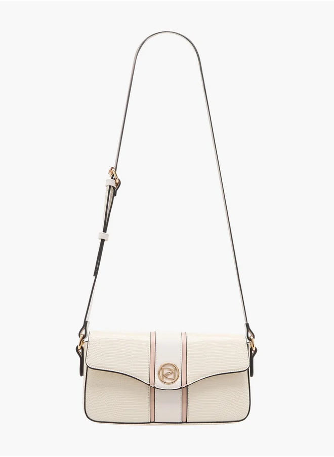 بابريكا Women's Textured Crossbody Bag with Adjustable Strap and Flap Closure