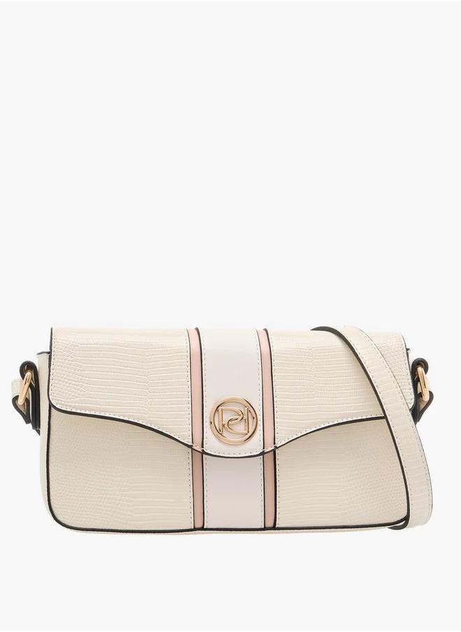 بابريكا Women's Textured Crossbody Bag with Adjustable Strap and Flap Closure