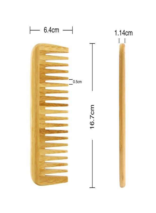MoyRetty 2 Pieces Bamboo Hair Comb Wide Tooth Brush Handmade of Natural Bamboo Wood Anti-Static For Detangling and Styling Wet or Dry Curly Thick Wavy or Straight Hair For Men or Women - Image 5