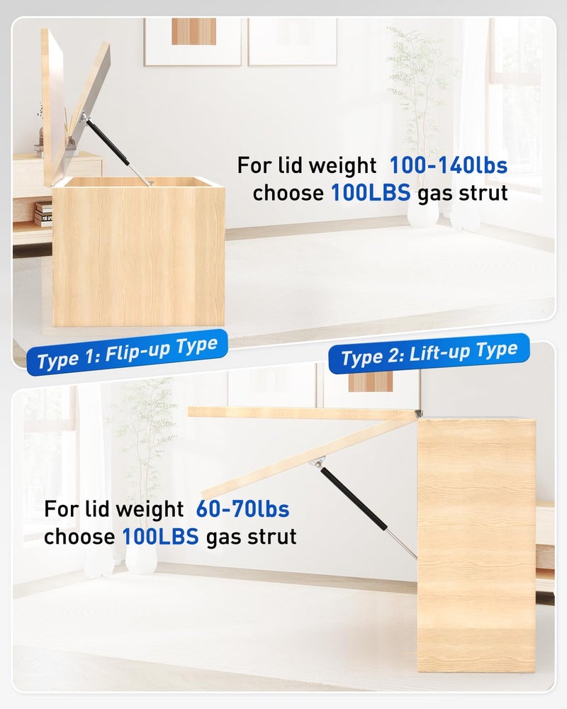 ARANA Gas Struts for Heavy Lid 100 lbs, 15 inch Gas Shocks Lift Lid with Brackets, 100 Pounds Hydraulic Lift Support Springs for Heavy Duty Door Cabinet Boat Lid(Fits 85-115 lbs Lid), 2 Pcs - Image 4