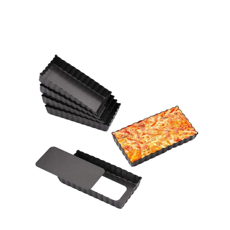 Zikra Mini Tart Pan Set of 4 Rectangular Non-Stick 4 Inch Quiche Pan Loose Removable Bottom Tart Pan for Pies, Quiche Bakeware, Cheese Cakes, Desserts - Image 1