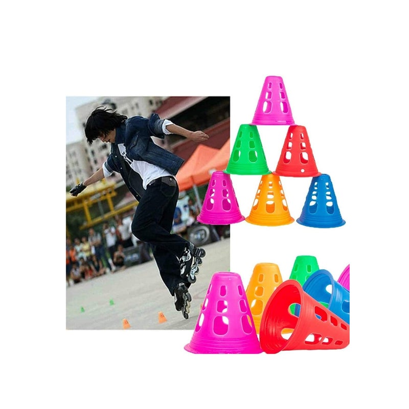 SOLARAE Marker Cone,Roller skating obstacle, Sport Training Traffic Cone,  Sport Space Marker, Traffic Cone Set For Kids Home Football Training Soccer (10 Pcs-Red, Yellow, Blue, Green, Pink) - Image 2