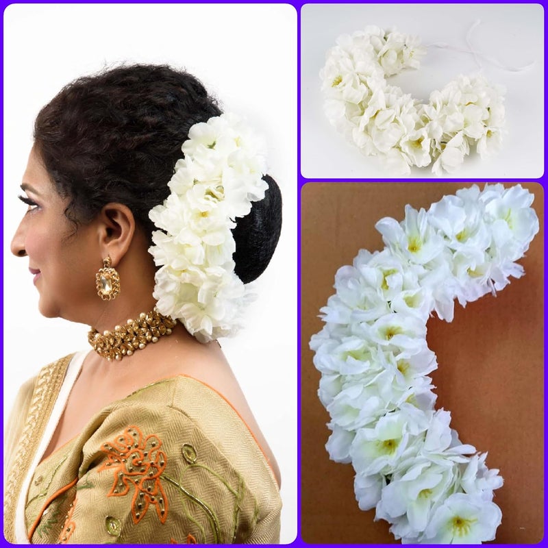 Generic BengCraft Artificial White Jasmine Beautiful Flower Gajra for Women Bun Juda Long Hair Decoration Traditional Bridal Floral Hair Accessory for Wedding Festive Occasions  - Image 5