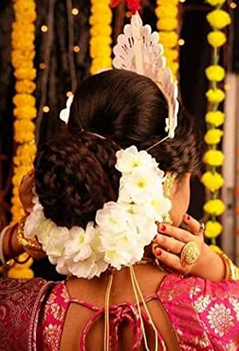 Generic BengCraft Artificial White Jasmine Beautiful Flower Gajra for Women Bun Juda Long Hair Decoration Traditional Bridal Floral Hair Accessory for Wedding Festive Occasions  - Image 4