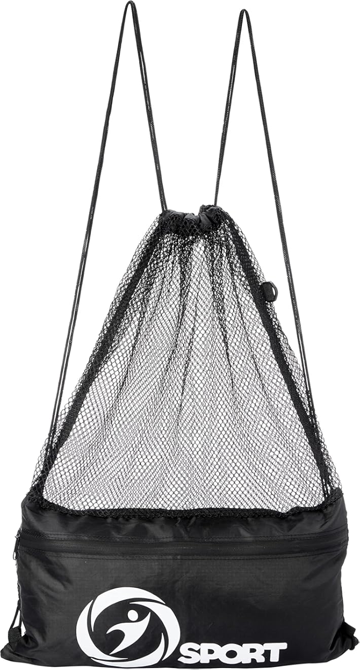 Sport swimming equipment bag with zipper black