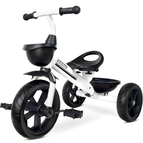 KRIDDO Kids Tricycles Age 24 Month to 4 Years Toddler Kids Trike for 25 to 5 Year Old Gift Toddler Tricycles for 24 Year Olds Trikes for Toddlers Sporty Styling White - Image 1