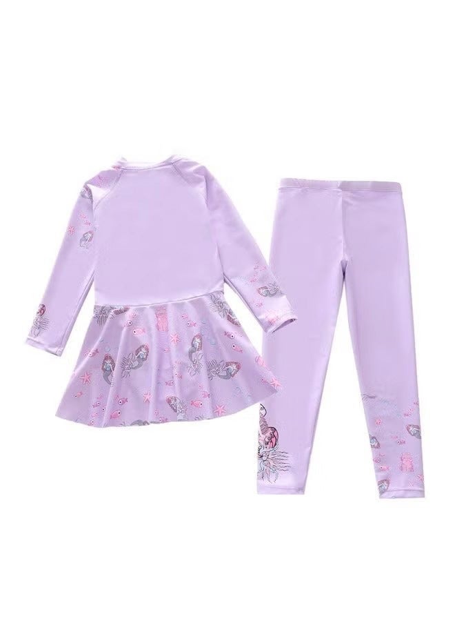 Unewshi Girls 2PCS Swimsuit with Zipper, Breathable Sun Protection Bathing Suit, Cartoon Beach Rash Guard Swimwear, Full Coverage Swimwear - Image 5